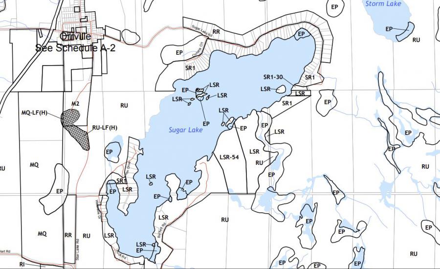 Zoning Map of Sugar Lake in Municipality of Seguin and the District of Parry Sound